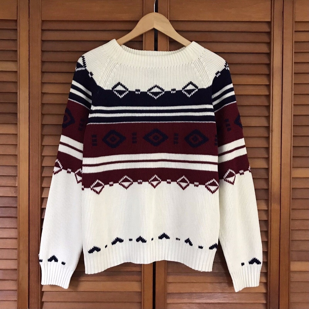 Vintage JC Penney 70s Knit Sweater Size Medium The Men's Shop Southwestern Aztec